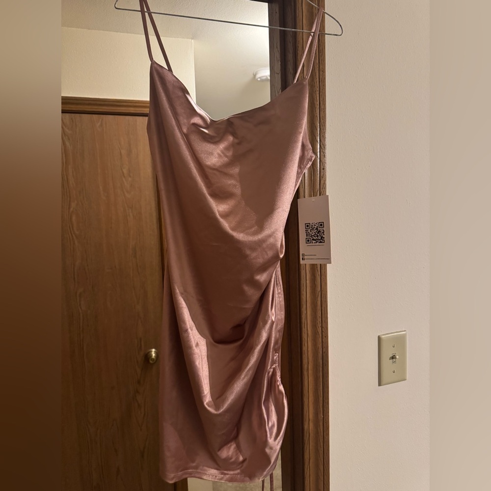 Pink Satin Bodycon Dress